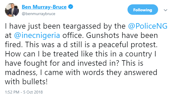 Ben Bruce says Police fired shots, open teargas at PDP leaders protesting Osun election in Abuja