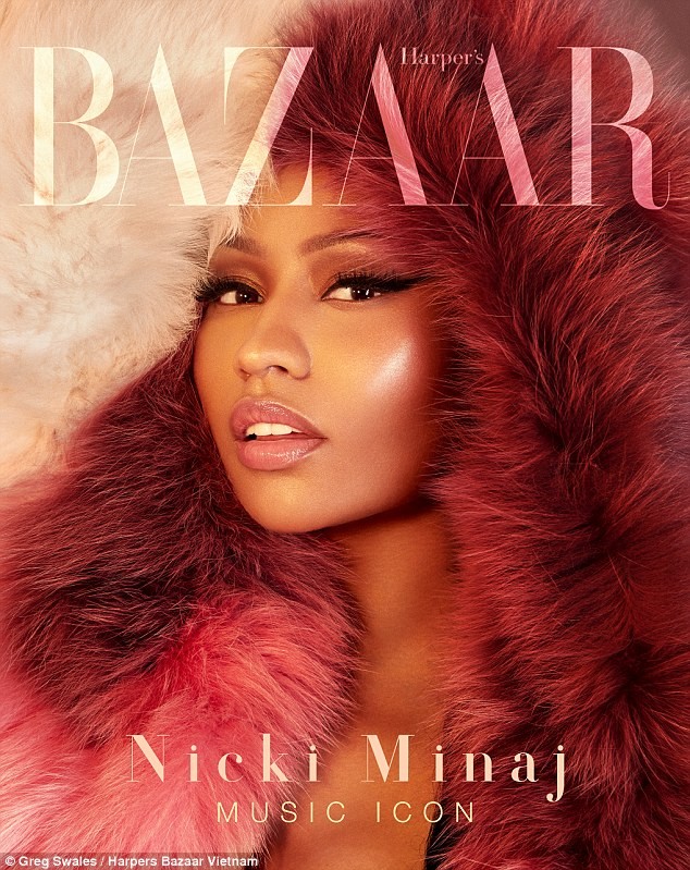 Nicki Minaj stuns in cleavage-baring gowns for the Music Icon issue of Harper