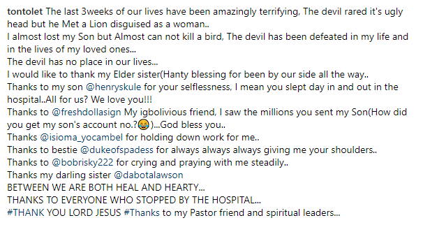 "I almost lost my son" - Tonto Dikeh narrates all she