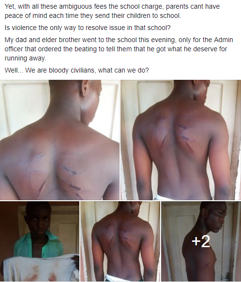 Soldiers batter schoolboy, 15, until he bled through his clothes because he did not wear the complete school uniform (photos)