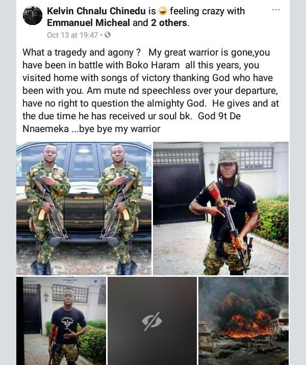 Photos: Young soldier who fought gallantly against Boko Haram among 24 victims of Abia pipeline explosion