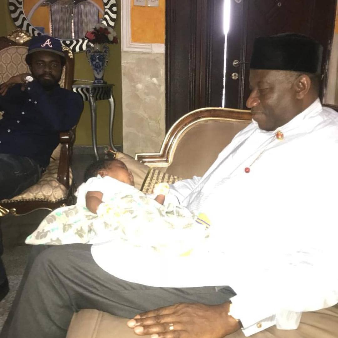 Lovely photos of ex-president Goodluck Jonathan with his daughter Faith, her hubby and grandchildren
