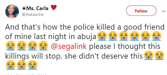 Nigerian lady who relocated home from the UK last year, allegedly shot dead by the police in Abuja