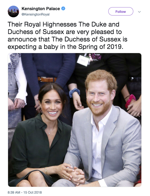 Breaking: Meghan Markle, the Duchess of Sussex, is pregnant!