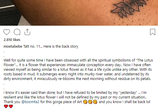 Moet Abebe gets an 11th tattoo with the words "yesterday will not define me" and shares the story behind it