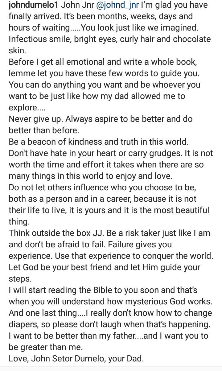 John Dumelo welcomes a son, names him John Dumelo Junior