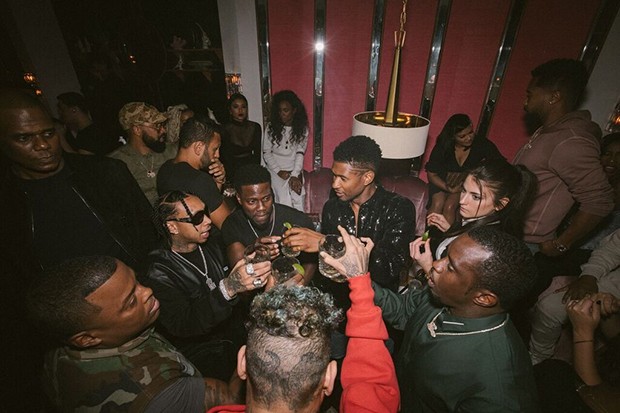 Usher celebrates his 40th birthday with Diddy, Tyga, Kevin Hart, Chris Brown, Keri Hilson and others (Photos)