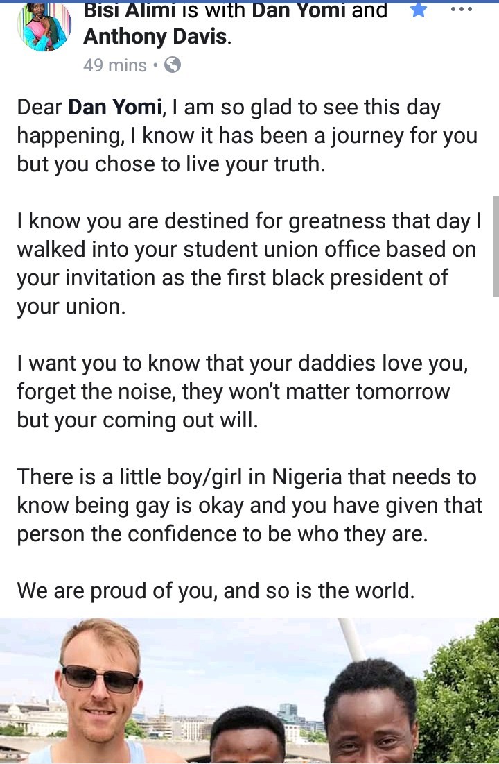 "Dear son, your daddies are proud of you" - Bisi Alimi declares support for the Nigerian first black student president of Bournemouth Uni who just came out as gay