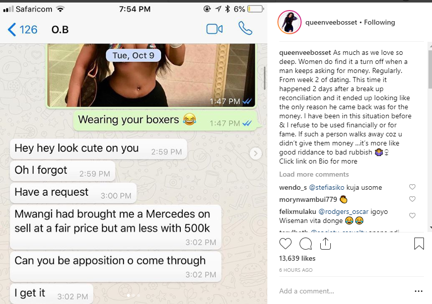 Vera Sidika exposes her boyfriend Otile Brown on Instagram as she dumps him again over money