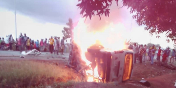 2 buses conveying Madonna university students involves in ghastly accident