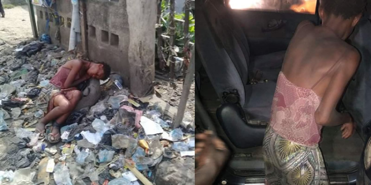 Teenage girl who lives in trash site in Lagos