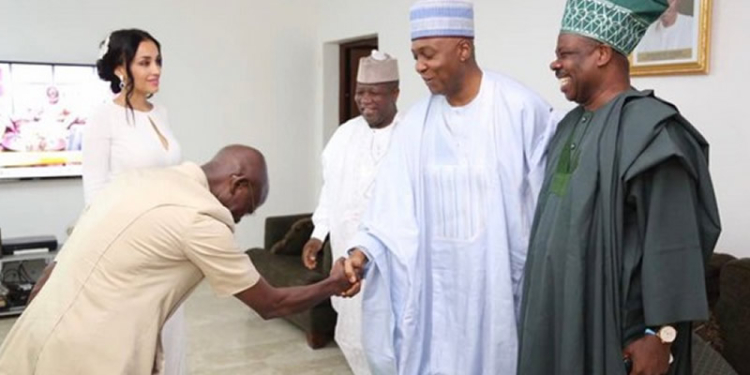 Oshiomole and wife meets Saraki