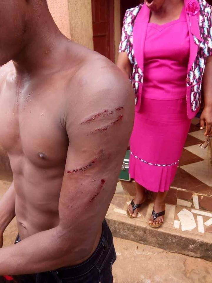 Photos: Woman allegedly orders thugs to beat up her gateman after he asked for his salary