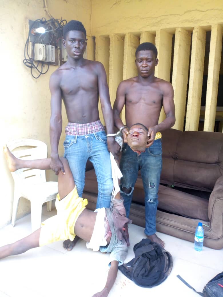 Graphic Photos: Two brothers arrested with the head of their neighbour they beheaded for ritual