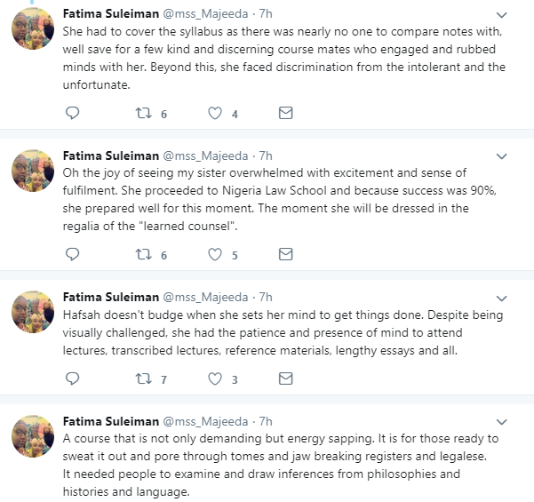 Meet stunning visually impaired Nigerian lady who was recently called to the Nigerian Bar