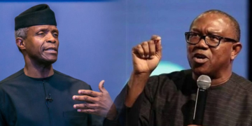 The ruling vice president, Yemi Osinbajo and the opposition's Vice President candidate, Peter Obi
