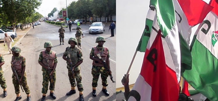 Nigerian Soldiers, PDP Flag
