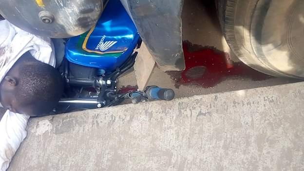 Graphic: Fuel tanker crushes commercial motorcyclist to death in Ondo few weeks after his wedding