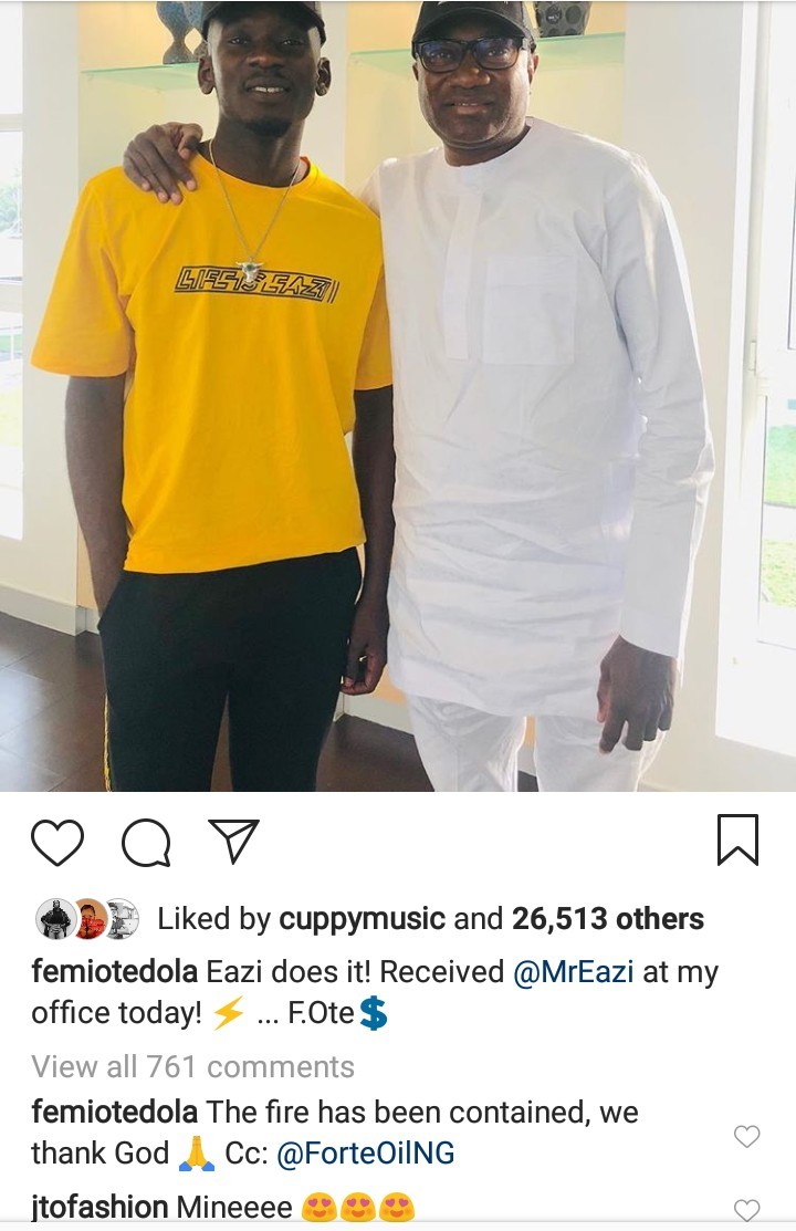Femi Otedola shares photo of him receiving his daughter