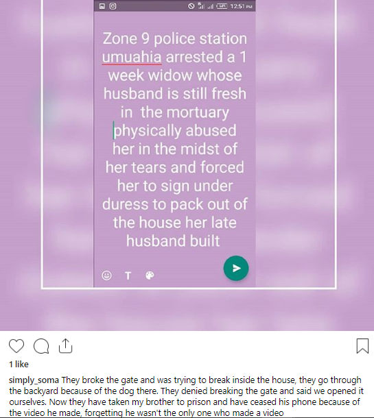 Lady cries for help as man brings the police to snatch their house in Umuahia 1 week after their father