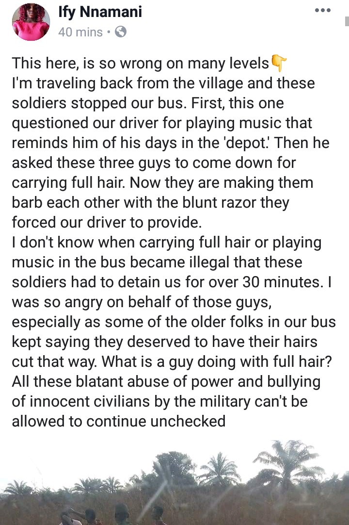 Soldiers reportedly stop bus and force the young men with afro to shave their hair 