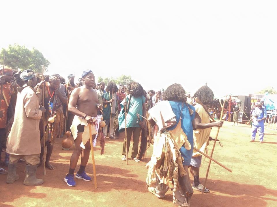 Minister of Youths and Sports, Solomon Lalung steps out in nothing but his briefs as he attends a cultural carnival in Plateau