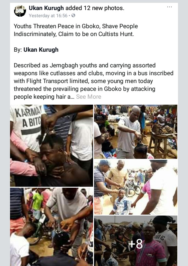Photos: Outrage as youths storm market in Gboko, Benue and forcefully shaved young men with