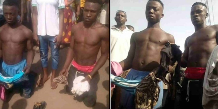 Young men caught with about 10 female pants in Delta