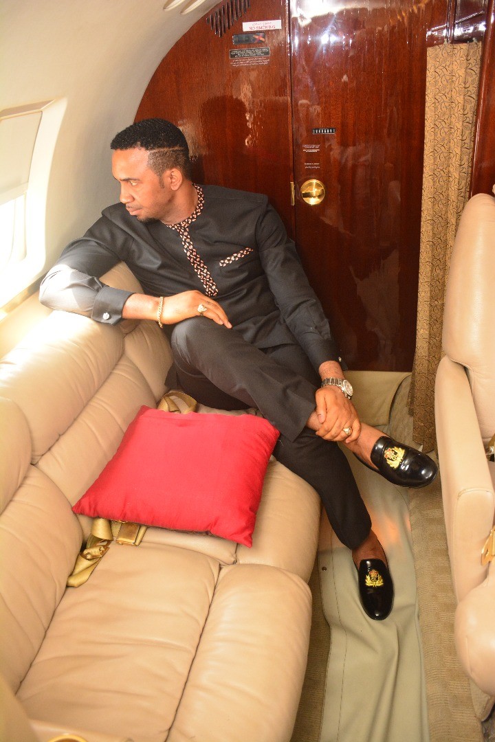  Pastor Chris Okafor shows of his newly acquired private jet