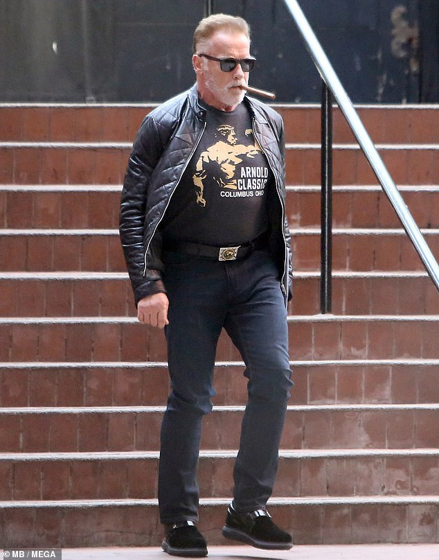  Veteran actor, Arnold Schwarzenegger steps out in style in LA (Photos)
