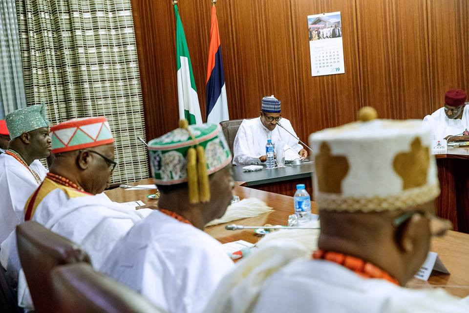 2019: President Buhari receives courtesy visit from Ooni of Ife and other monarchs (photos)