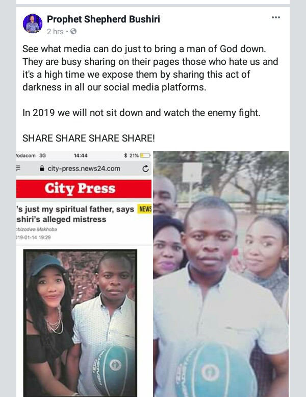 "In 2019 we will not sit down and watch the enemy fight" - Prophet Bushiri slams report of his alleged affair with a female member of his church