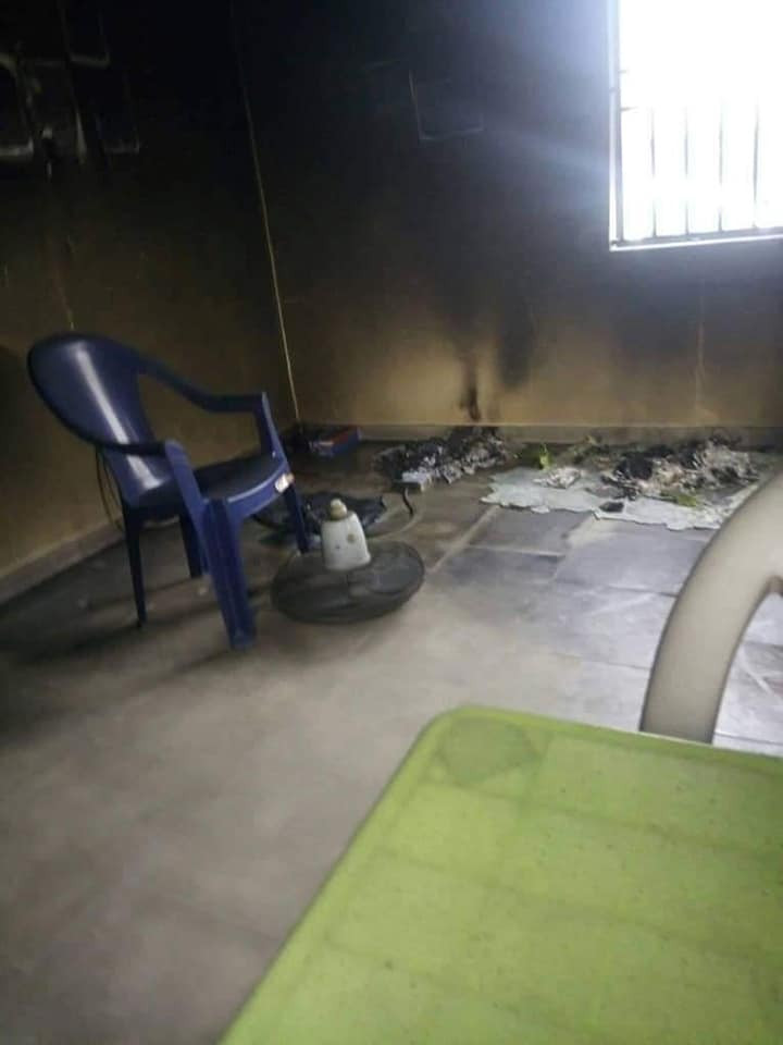 Photos: INEC office set ablaze in Rivers state