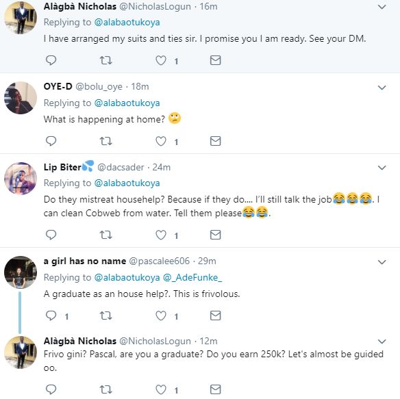 See hilarious reactions to a job advert that promises to pay ?250K for a househelp in a home in Banana Island