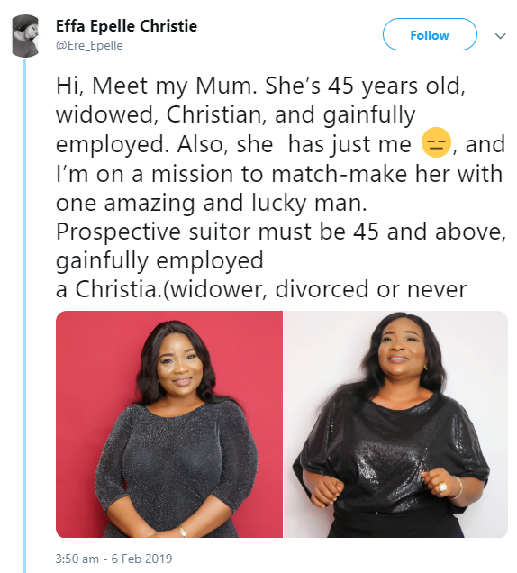 Woman takes to Twitter to search for a husband for her widowed mum
