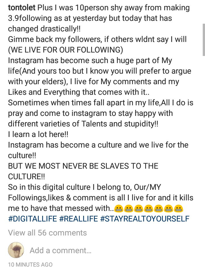 "I live for my Instagram comments and likes" Tonto Dikeh complains after Instagram made some changes that didn