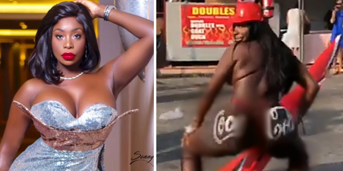 Curvy model Symbas Erothick twerked in only skimpy thongs as she go out for  a carnival (Video)