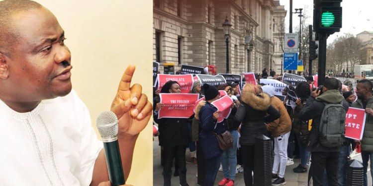 Governor Wike, Protesters in London