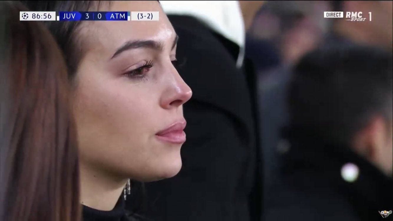 The moment Cristiano Ronaldo's girlfriend, Georgina Rodriguez was in tears after his hat-trick (Photos)
