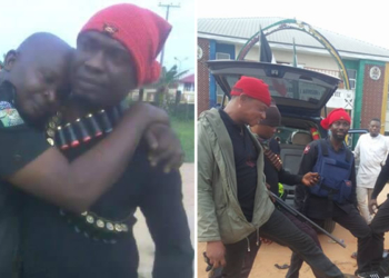 Policeman Hugs Vigilante Member Warmly After Being Rescued From Kidnappers’ Den