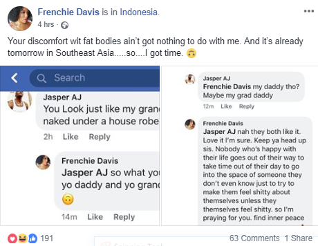 Singer Frenchie Davis shocks followers with naked photo of herself and gets body-shamed for it (+18)