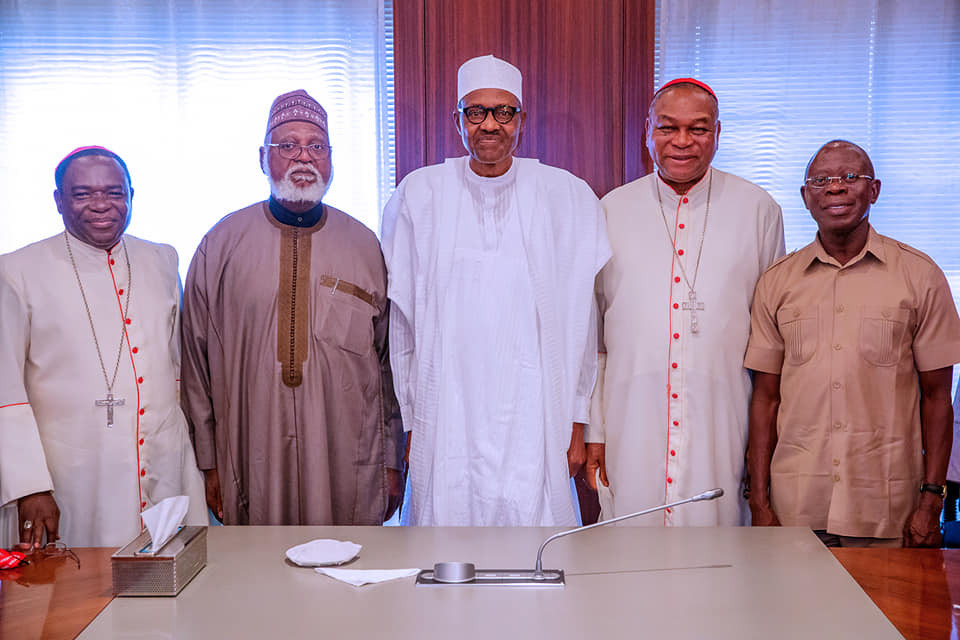 After meeting with Atiku last night,?National Peace Committee visits President Buhari in Aso Rock