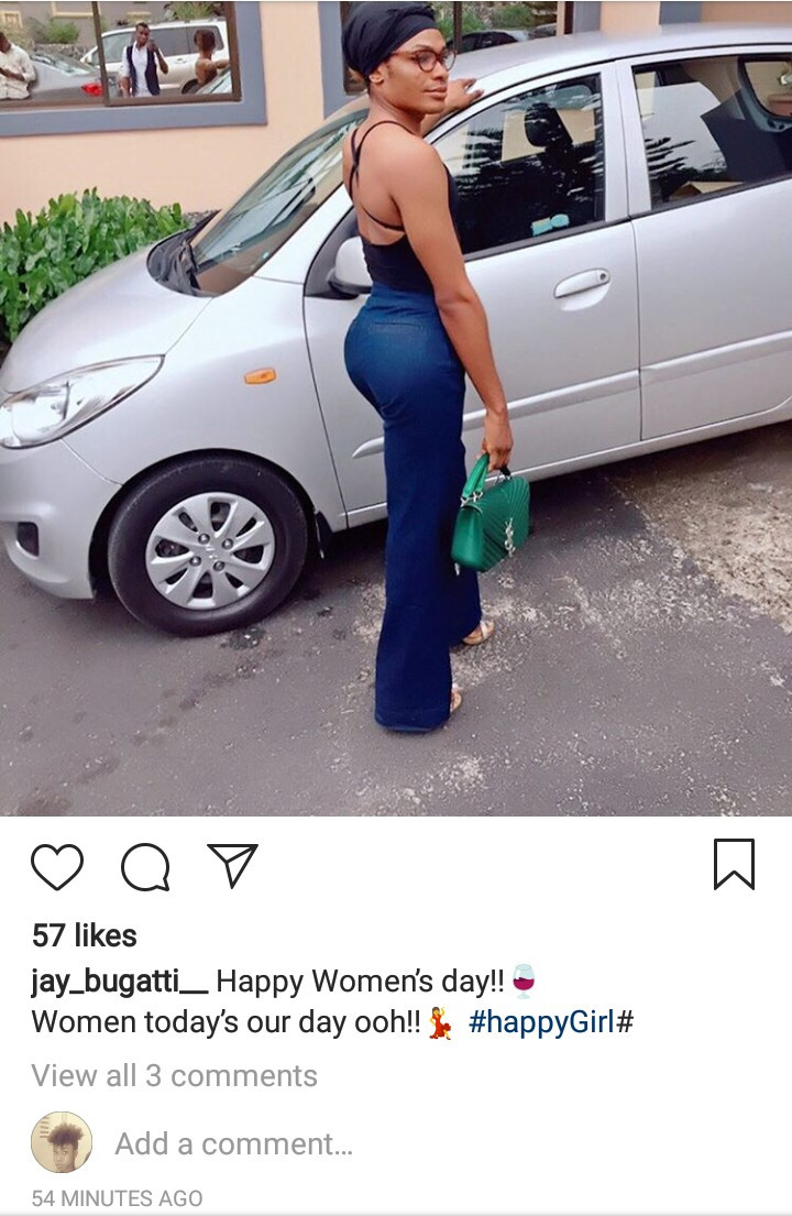 Nigerian crossdresser Jay Bugatti also wishes himself a happy International Women