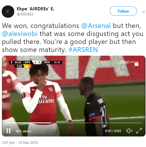 Alex Iwobi is called out for mocking a fellow black man during a match (video)