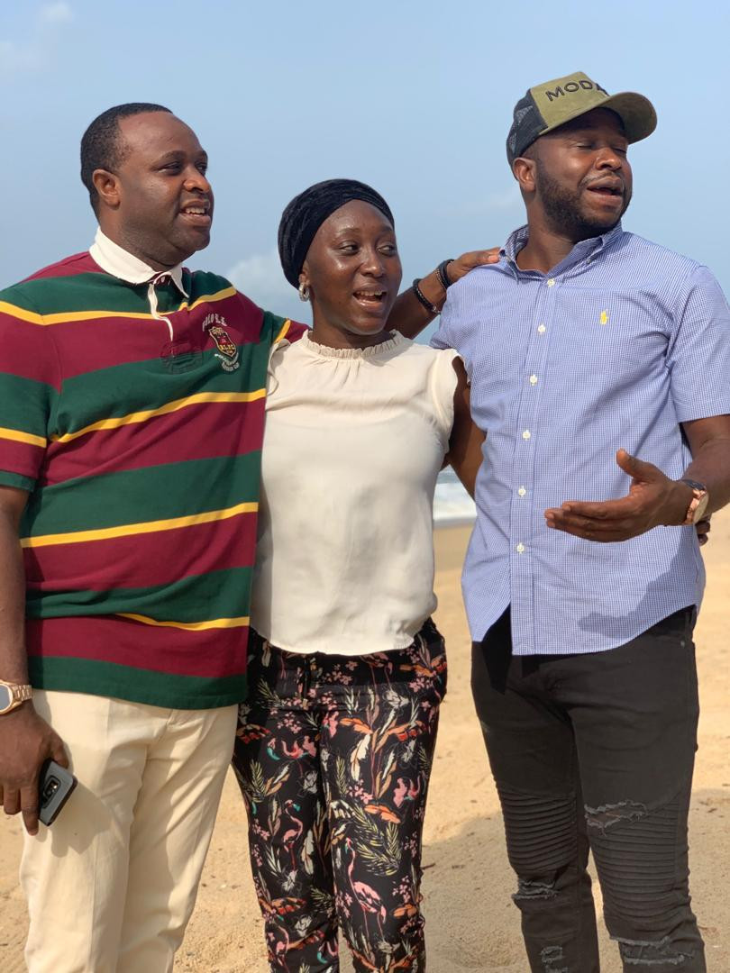 Photos: Veteran actor,?Adebayo Salami and his children spend time at the beach