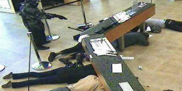 CCTV capture of a bank robbery