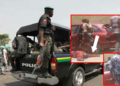 Driver slumps while being manhandled by a police and tax force officers