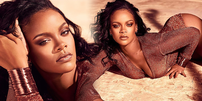 Rihanna strikes suggestive pose in a low-cut leotard