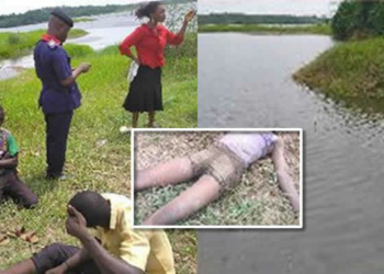 The Pupils rescued, corpse of drowned colleagues, Ogun River where incident happened [Phot crdt: THE NATION]