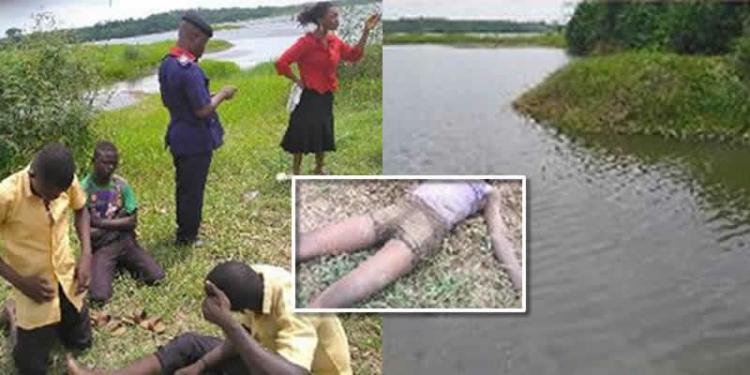 The Pupils rescued, corpse of drowned colleagues, Ogun River where incident happened [Phot crdt: THE NATION]